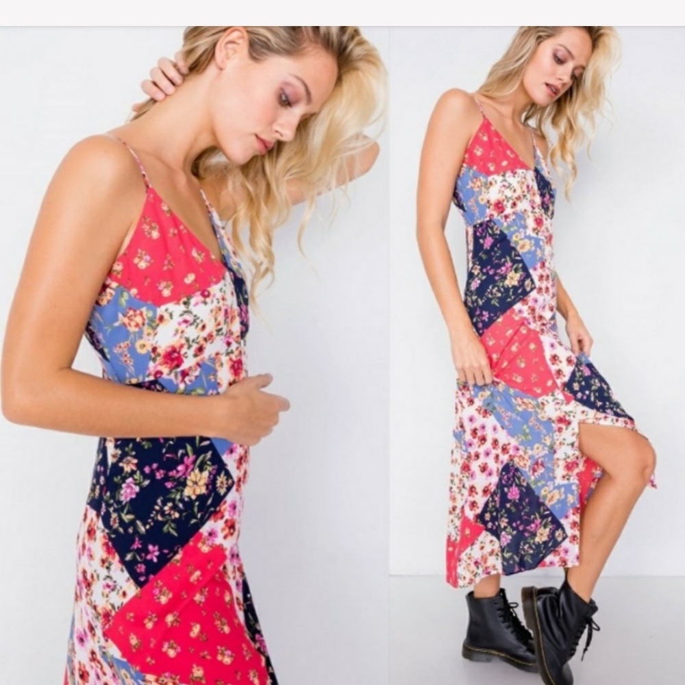 - PATCHWORK BOHEMIAN FLORAL DRESS